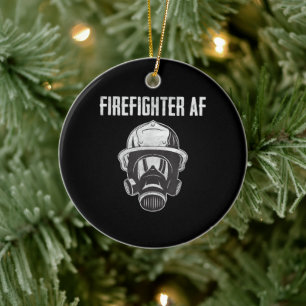Firefighter AF Gas Mask Funny Firefighter Ceramic Ornament