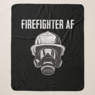 Firefighter AF | Gas Mask | Funny Firefighter Sherpa Blanket
