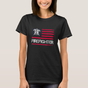 Firefighter American Flag 4th Of July Patriotic T-Shirt