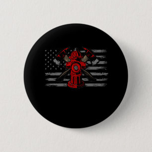 Firefighter American Flag Axe 2 Inch Round Button