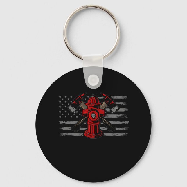 Firefighter American Flag Axe Keychain (Front)