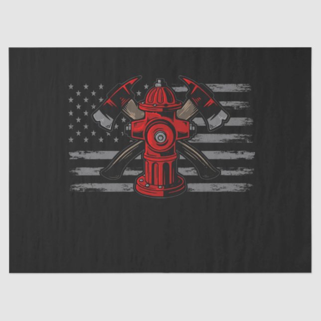 Firefighter American Flag Axe Tissue Paper (Front)