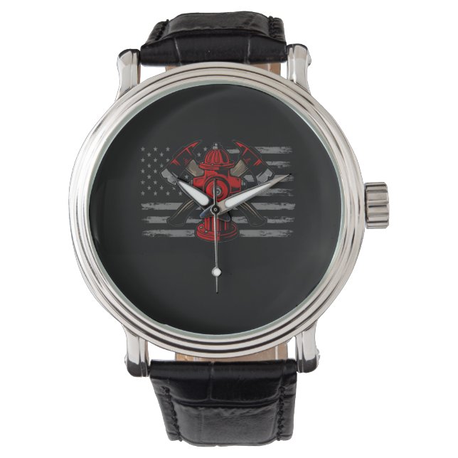 Firefighter American Flag Axe Watch (Front)
