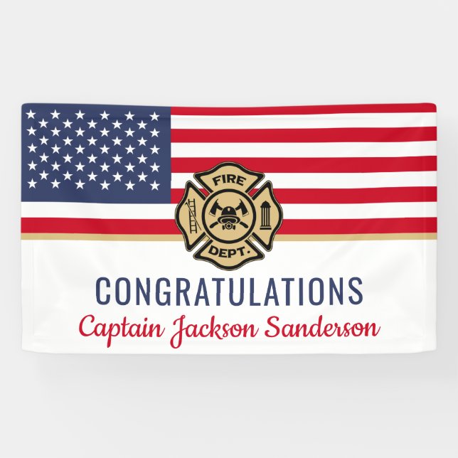 Firefighter American Flag Congrats Retirement Banner (Horizontal)