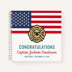 Firefighter American Flag Retirement Guest Book