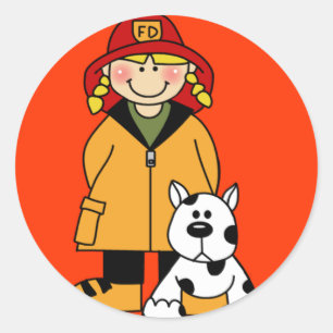 Firefighter and Dog Classic Round Sticker