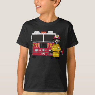 Firefighter and Fire Engine T-Shirt