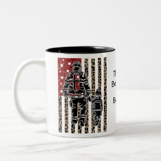 Firefighter and Son American Flag Two-Tone Coffee Mug