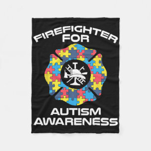Firefighter Autism Apparel - Best Firefighters Des Fleece Blanket