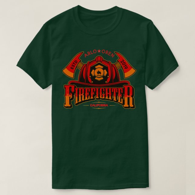 Firefighter Axe Fire Hat Personalized Boy Named Ar T-Shirt (Design Front)