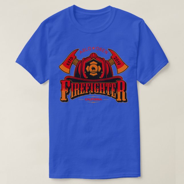 Firefighter Axe Fire Hat Personalized Boy Named Ar T-Shirt (Design Front)