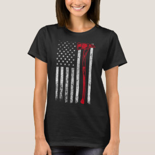 Firefighter Axe Usa Flag Thin Red Line Fireman Pat T-Shirt