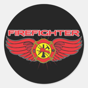 Firefighter Badge and Wings Classic Round Sticker