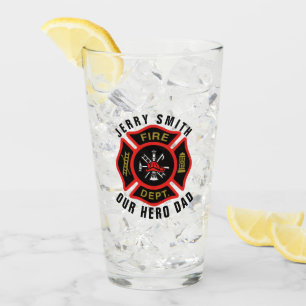 Firefighter Badge Custom Text Name Personalized Glass