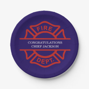 Firefighter Badge Retirement Paper Plate