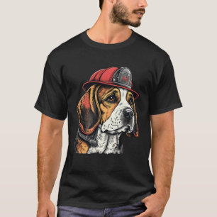 FireFighter Beagle Dog For Beagle Dad Fire Fighter T-Shirt