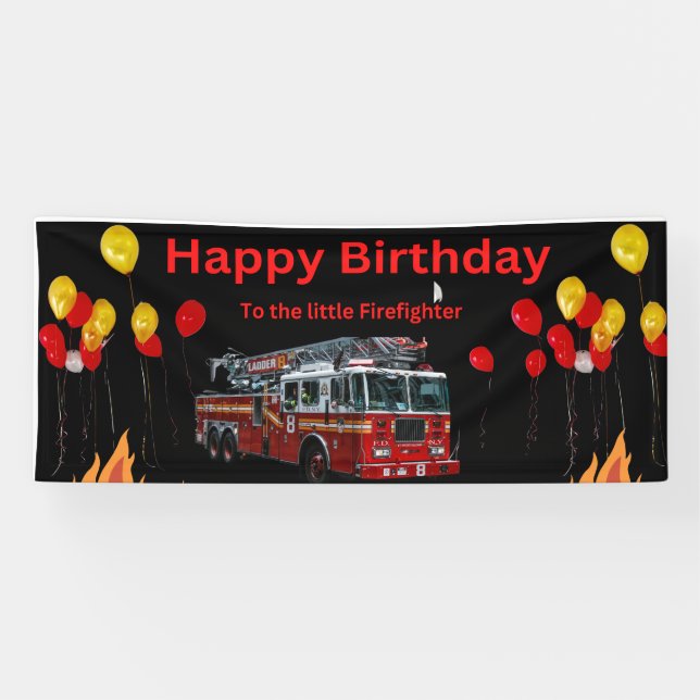 Firefighter Birthday Banner (Horizontal)