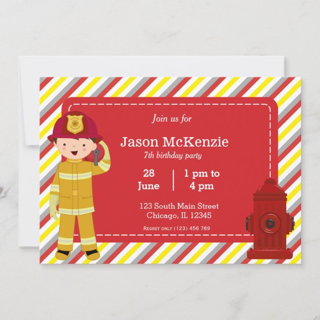 Firefighter birthday boy invitation (Front)