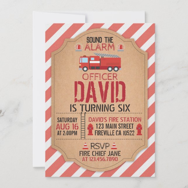 Firefighter Birthday Invitation (Front)