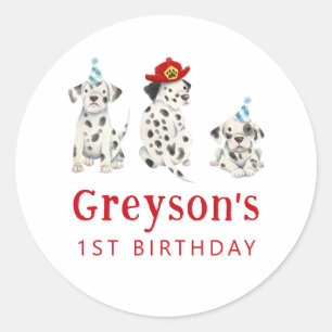 Firefighter Birthday Party Favor  Classic Round Sticker