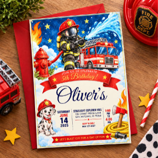 Firefighter Birthday Party Invitation