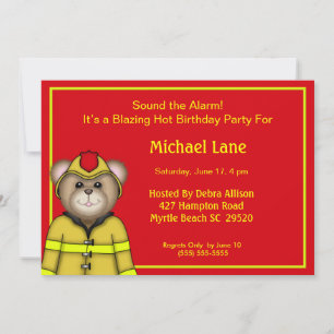 Firefighter Birthday Party  Invitations