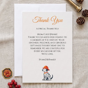 Firefighter Birthday Thank You Card