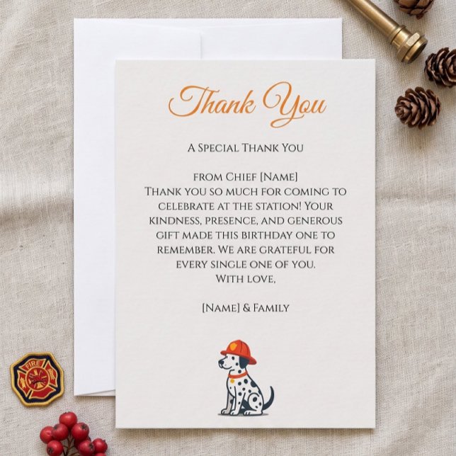 Firefighter Birthday Thank You Card (Firefighter Birthday Thank You Card)