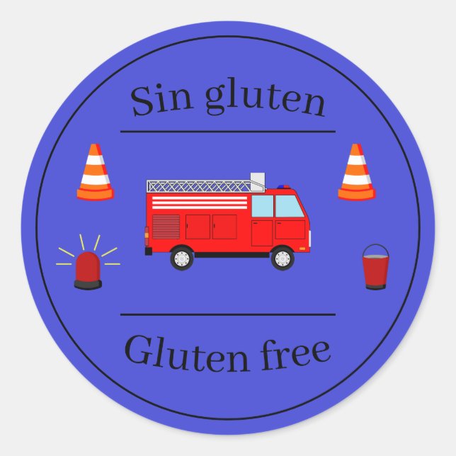 Firefighter Blue Bilingual Birthday food label (Front)