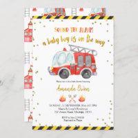 Firefighter Boy Baby Shower Invitation