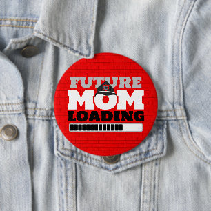 Firefighter Brick Future Mom Baby Shower Button