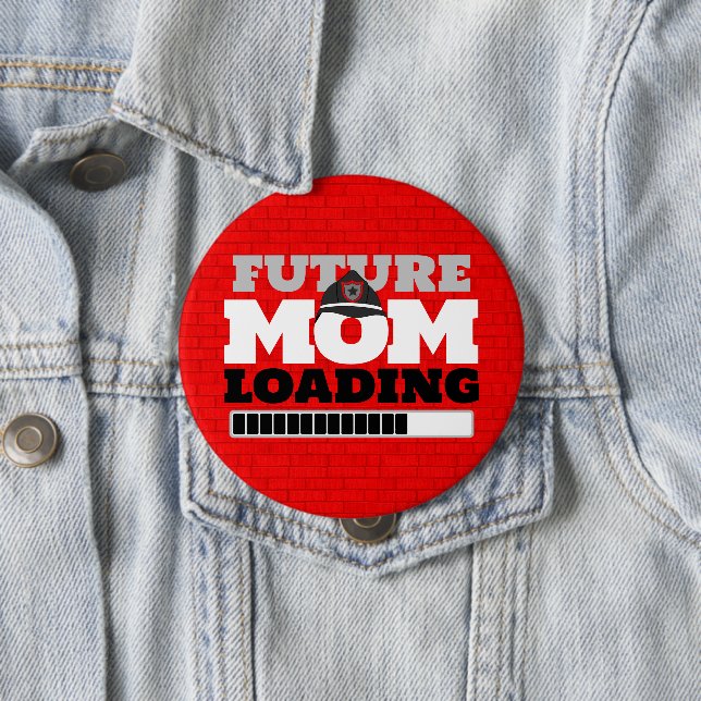 Firefighter Brick Future Mom Baby Shower Button (In Situ)