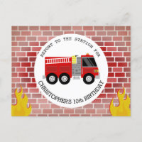 Firefighter Bricks Firetruck Flames Birthday