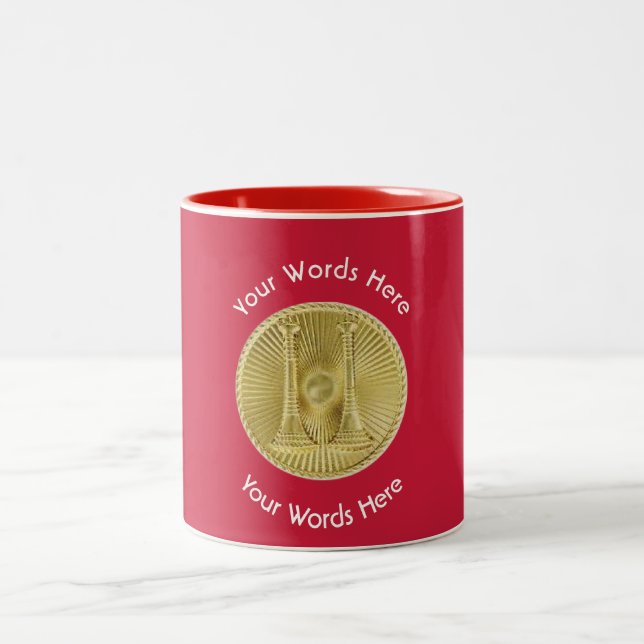 Firefighter Captain 2 Gold Bugle Medallion Two-Tone Coffee Mug (Center)