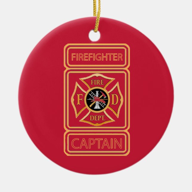 Firefighter Captain Custom Ceramic Ornament (Front)