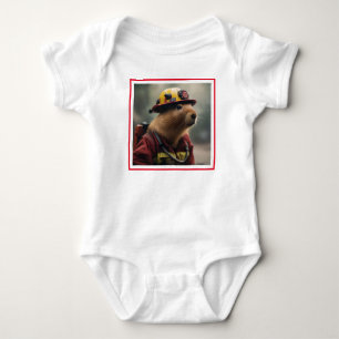 Firefighter Capybara, Baby Bodysuit