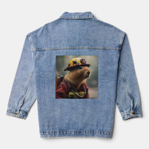 Firefighter Capybara, Denim Jacket