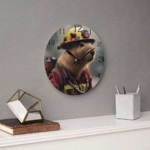 Firefighter Capybara, Large Clock