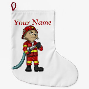 Firefighter Cat Christmas Stocking