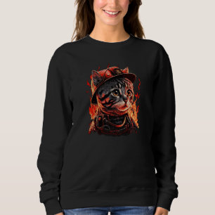 Firefighter Cat Kitten Fireman Helmet Firefighter Sweatshirt
