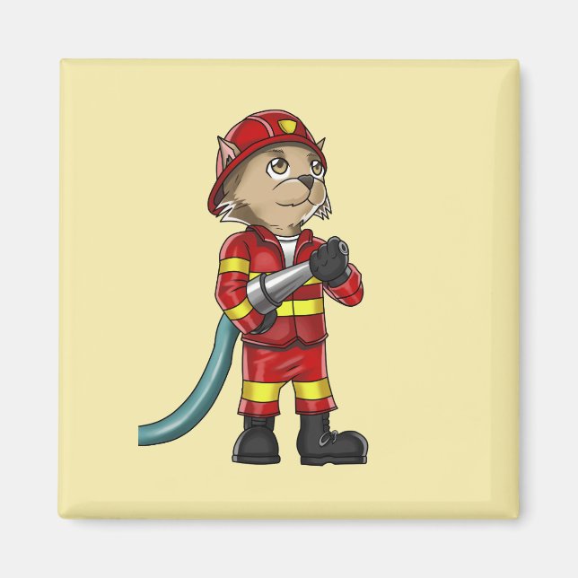 Firefighter Cat Magnet (Front)