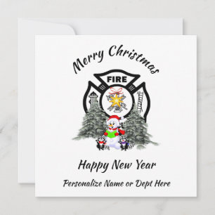 Firefighter Christmas Fire Dept Holiday Card