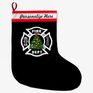 Firefighter Christmas Fire Dept Large Christmas Stocking