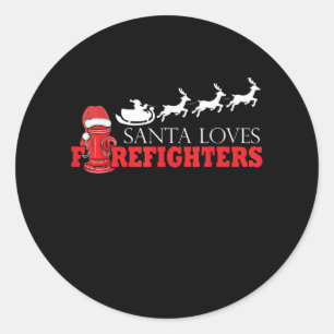 Firefighter Christmas Gifts Santa Claus Fireman Classic Round Sticker