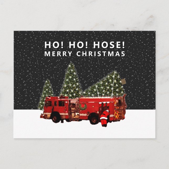 Firefighter Christmas Holiday Postcard (Front)