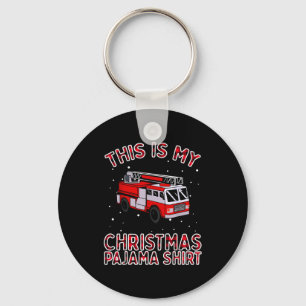Firefighter Christmas Pajama - Fire Truck Funny Fi Keychain
