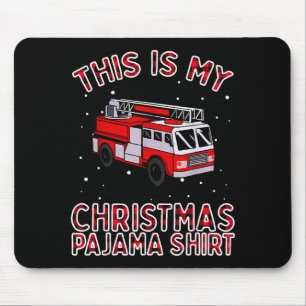 Firefighter Christmas Pajama - Fire Truck Funny Fi Mouse Pad