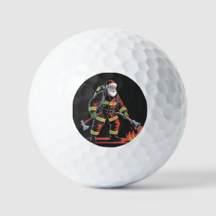 Firefighter Christmas Shirt XMas Funny Santa Golf Balls