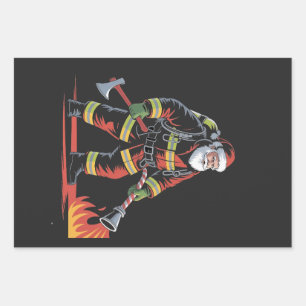 Firefighter Christmas Shirt XMas Funny Santa Wrapping Paper Sheet