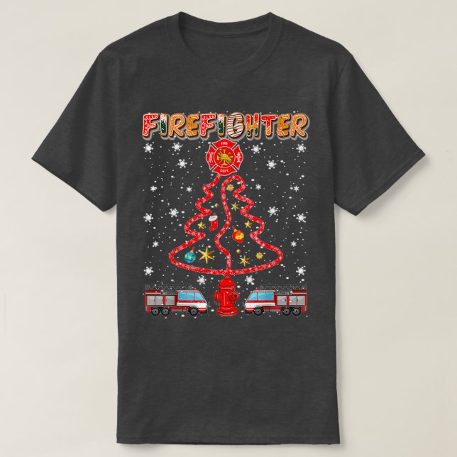 Firefighter Christmas Tree  T-Shirt (Design Front)